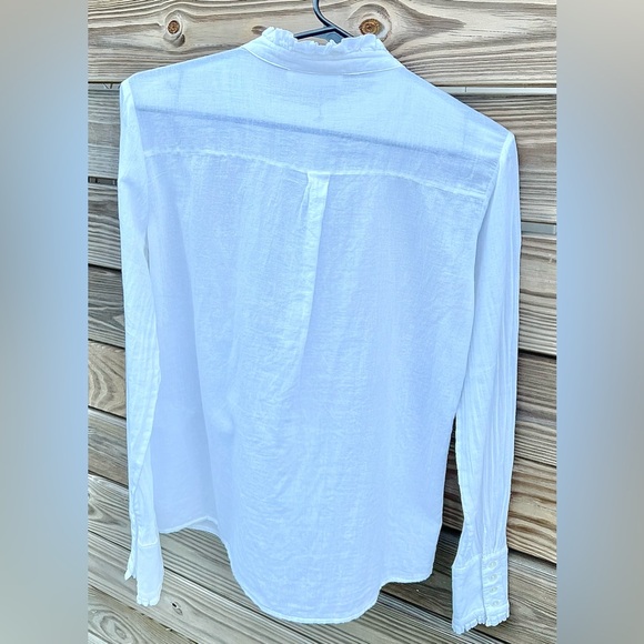 Anine Bing Women’s 100% Cotton White Ruffle Neck Tuxedo Button Down Size Small - Picture 5 of 8